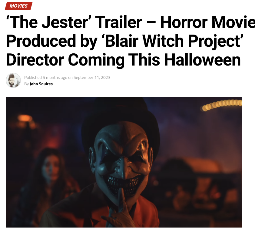 MOVIES‘The Jester’ Trailer – Horror Movie Produced by ‘Blair Witch Project’ Director Coming This Halloween